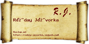 Ráday Jávorka névjegykártya